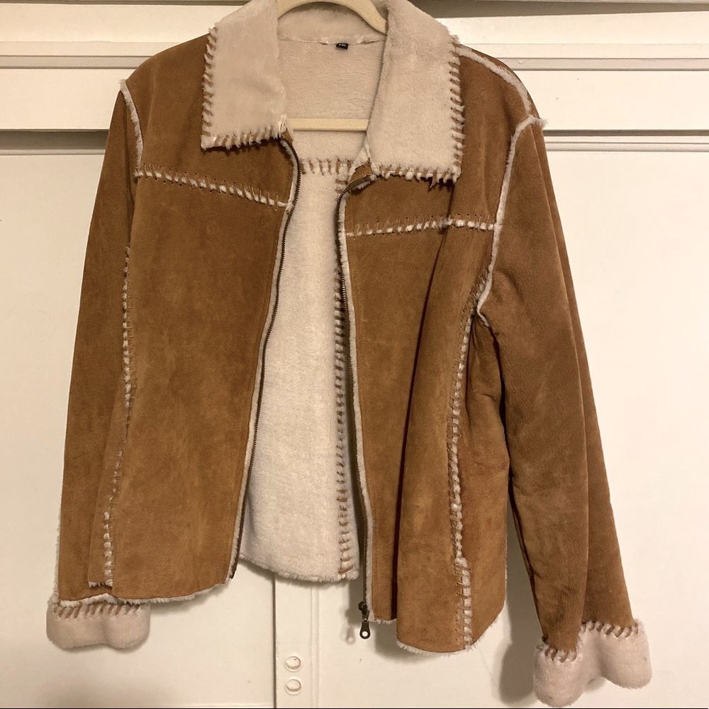 Sherpa genuine leather Vintage bomber jacket